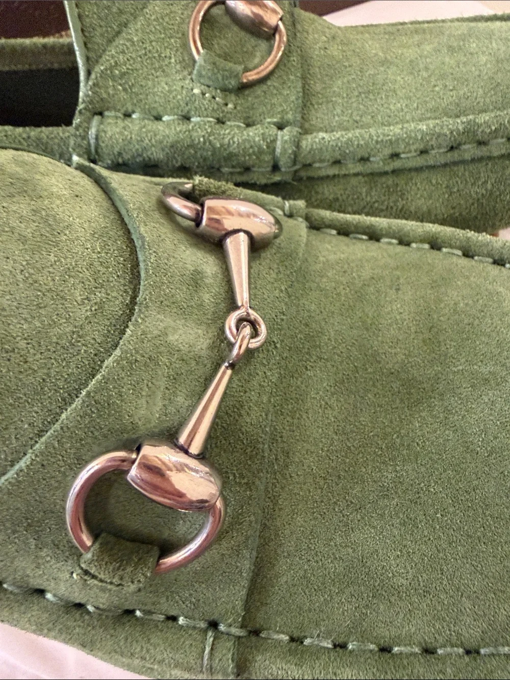 Gucci Green Suede Horsebit Loafers for Men